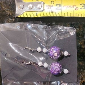 ** 3/$5 ** Earrings, pierced dangle purple/pink/white